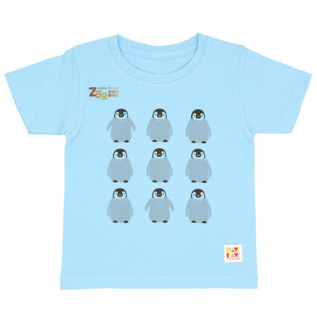 【PAWPAW DESIGN × 京都市動物園】子ども用Tシャツ「コウテイペンギン9」(white/pink/blue)100・110・120サイズ