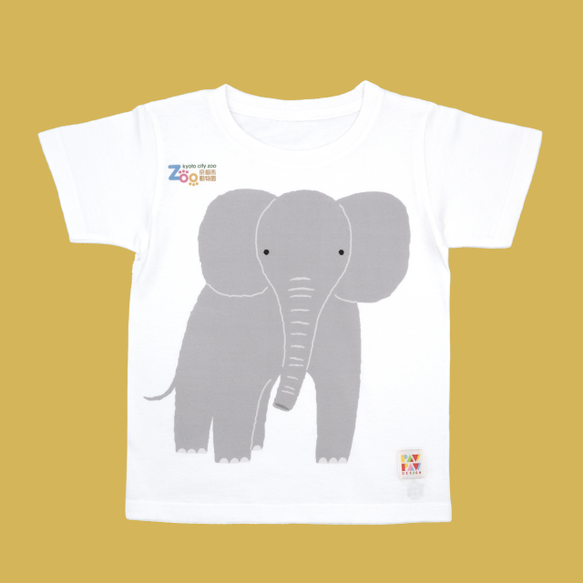 【PAWPAW DESIGN × 京都市動物園】子ども用Tシャツ「ゾウ」（white/pink/yellow）100・110・120サイズ