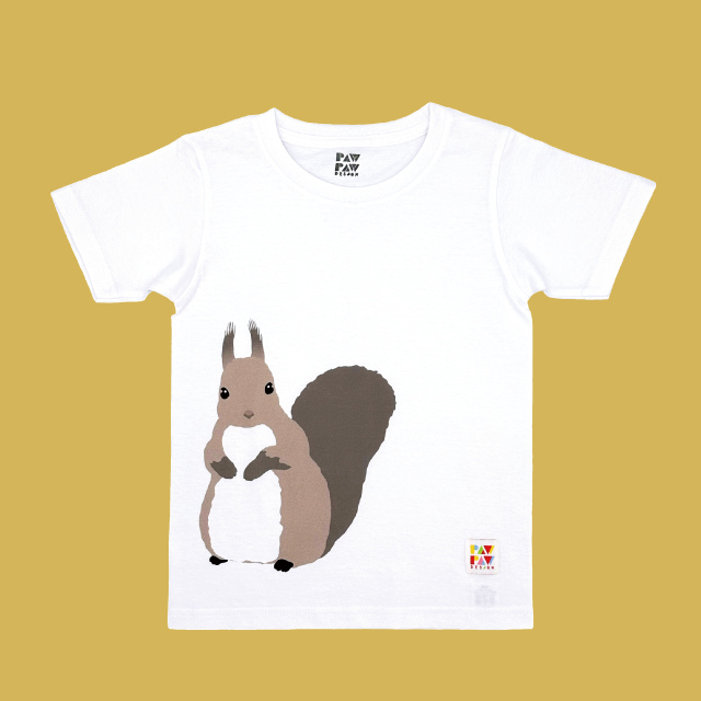 【PAWPAW DESIGN × 京都市動物園】子ども用Tシャツ「二ホンリス」100・110・120サイズ